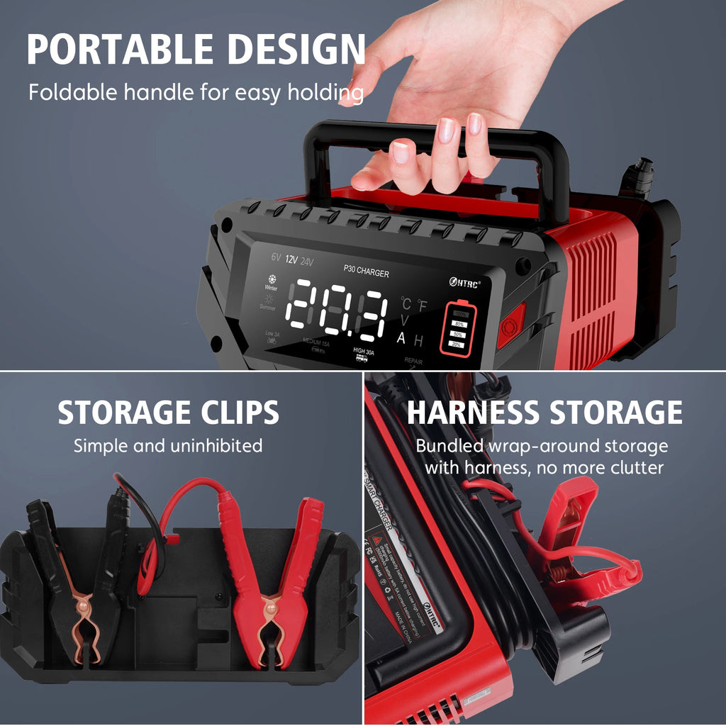 Cargador Inteligente de Batería de Auto 12V 30A | LCD | LiFePO4 y Ácido-Plomo 🔋