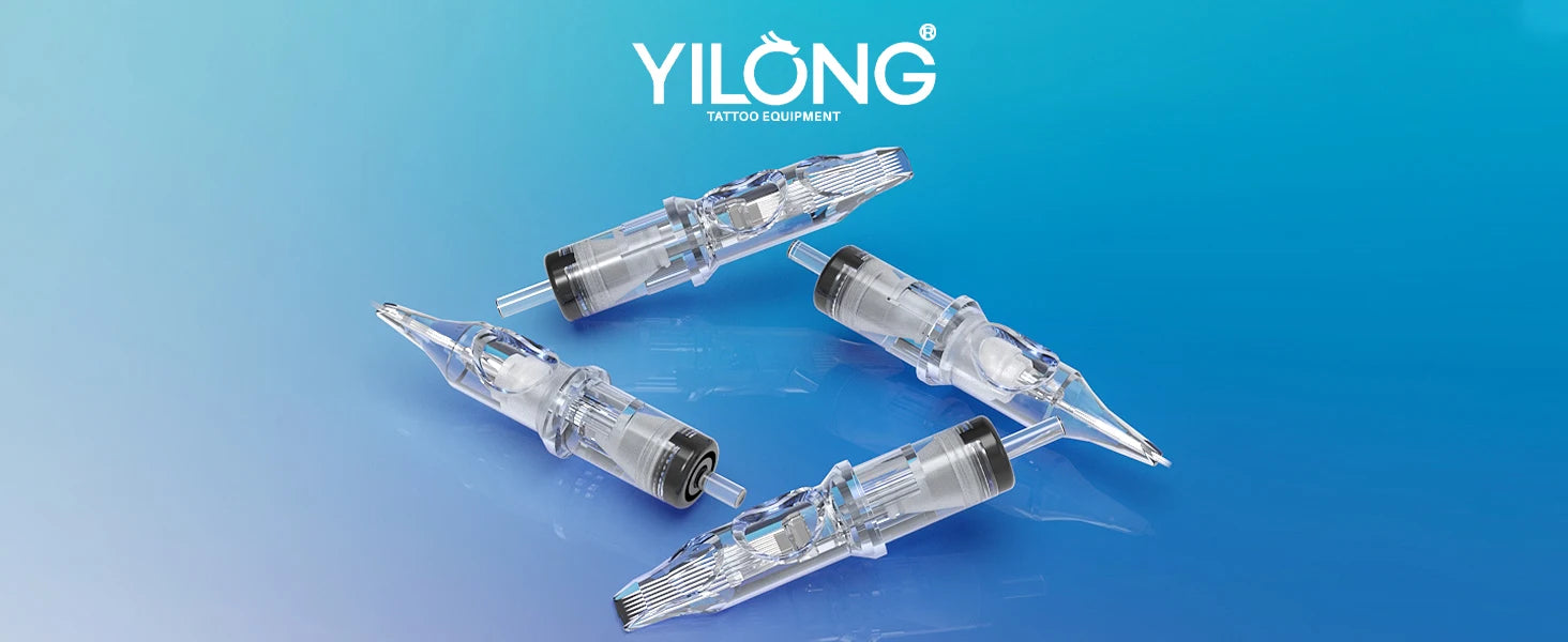 YILONG 50/20PCS Mixed Size Steriled Transparent Tattoo Cartridge Needles Needles with Membrane Safety Cartridges for Tattoo Pen