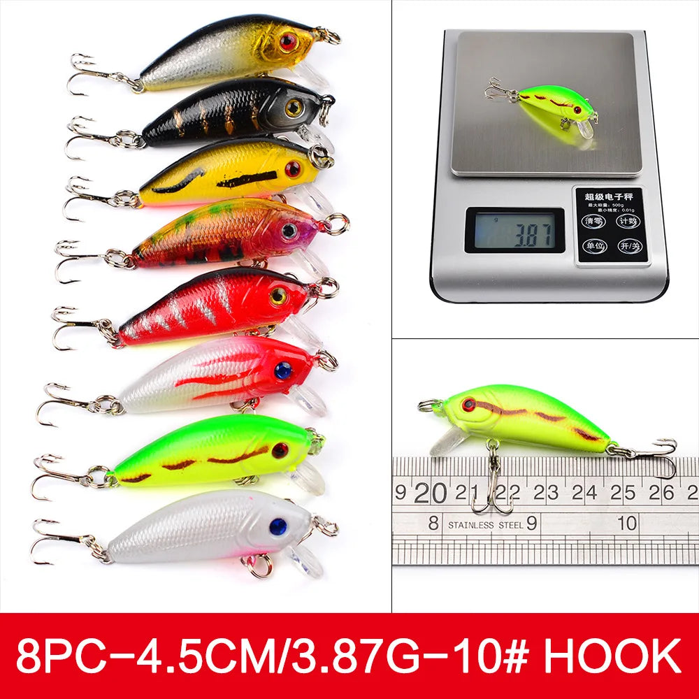Set Múltiple Señuelos Ruia | Minnow Biónico | Crankbait Hundimiento | Bass | Wobbler con Anzuelos Triples - Firu Total Sales