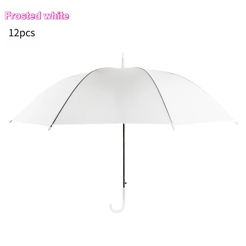 5-12pcs Frosted Transparent 90cm Umbrella Bulk Sets Woman Ultralight Metro Stations Wedding Travel 8 Bones Long Handle Umbrellas