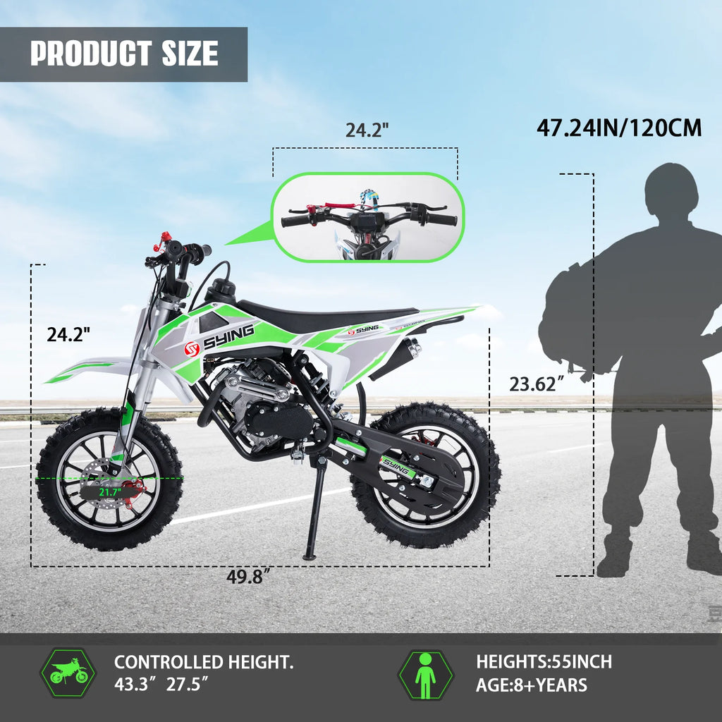Mini Moto Off-Road 58cc 4 Tiempos con Arranque Manual | Gasolina | 6-12 Años 🏍️ - Firu Total Sales