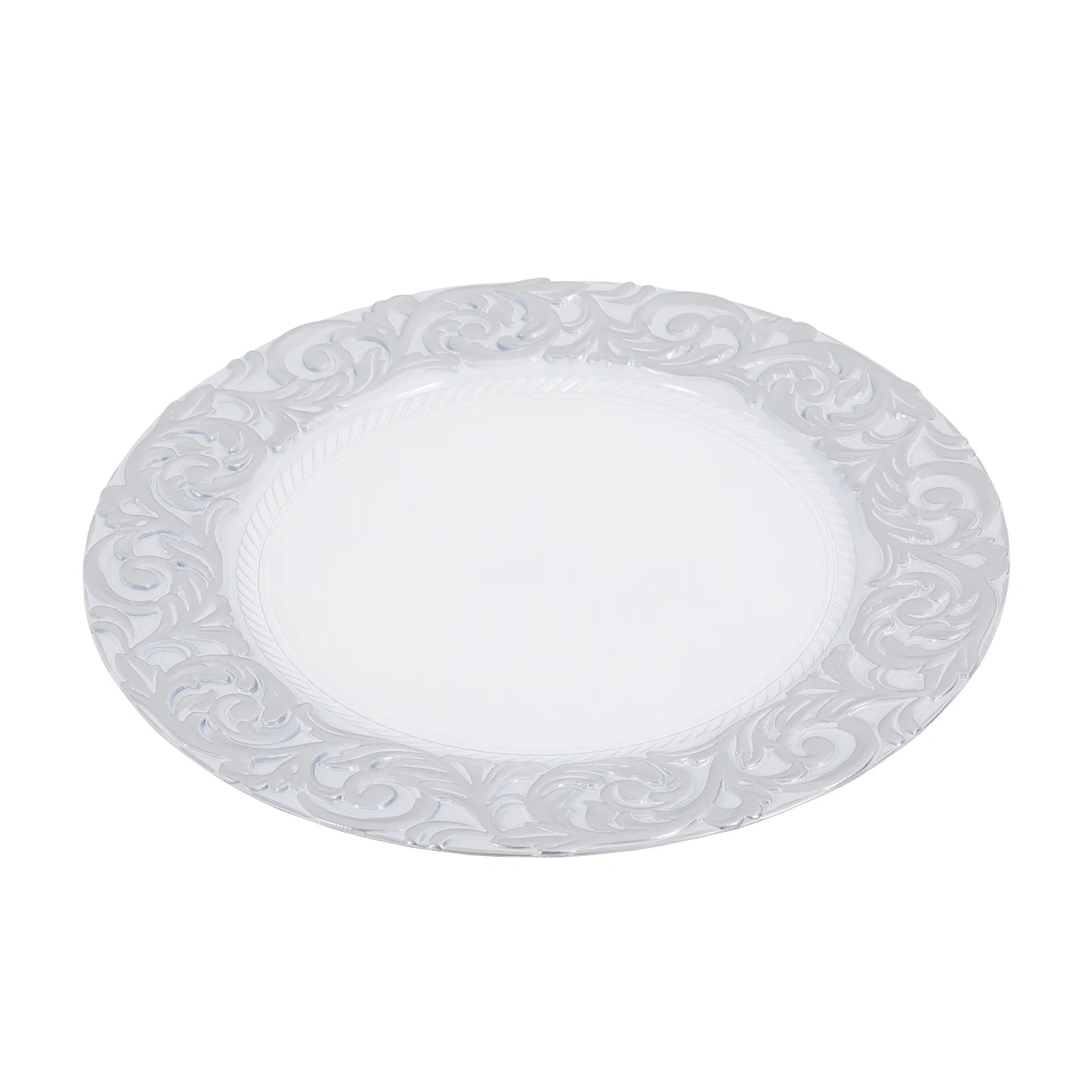 50Pcs Round Plastic Charger Plates 13In Decorative Service Plate With Patterned Reusable For Birthday Parties, Weddings