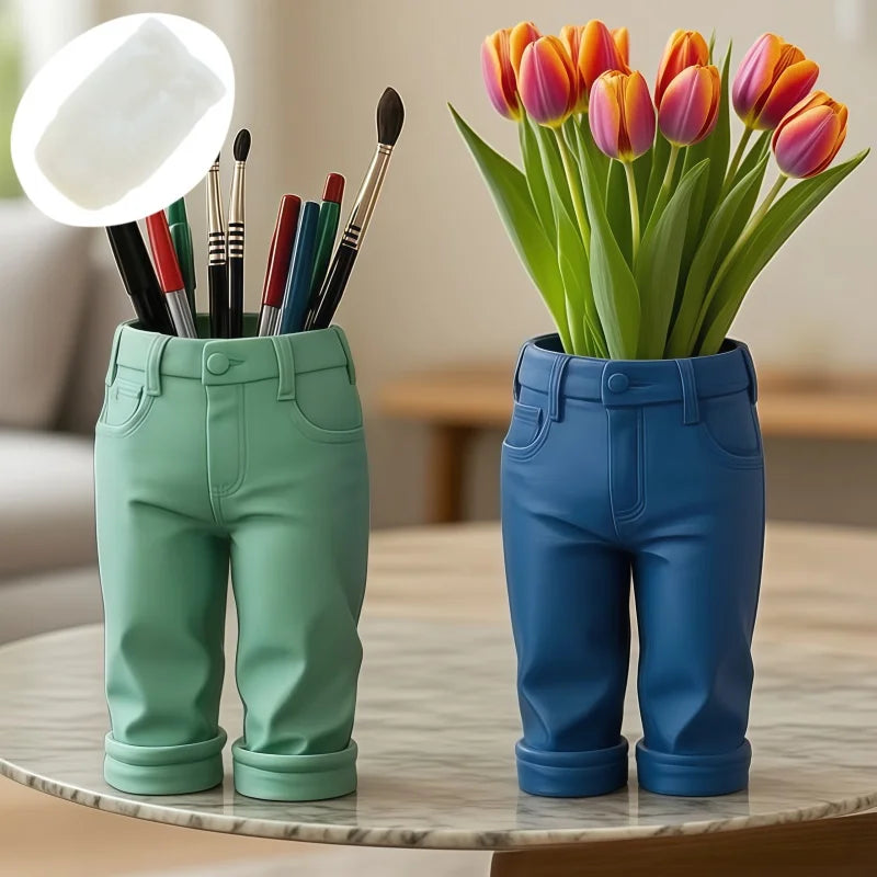 Molde de Silicona Pantalones Vaqueros para Porta Pinceles y Maquillaje | Resina DIY 👖