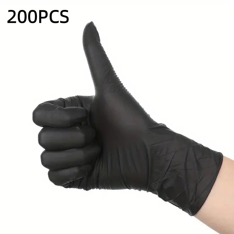 Black Nitrile Disposable Gloves 100/50/20PCS | Thickened Waterproof for Cleaning, Hairdressing, Dishwashing, Tattoo | Non-Slip &
