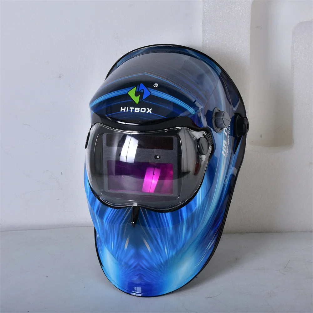 HITBOX Welding Helmet Auto Darkening - Large Viewing Screen True Color Hood Solar Lithium DIN4/5-9/9-13 1/1/1/2