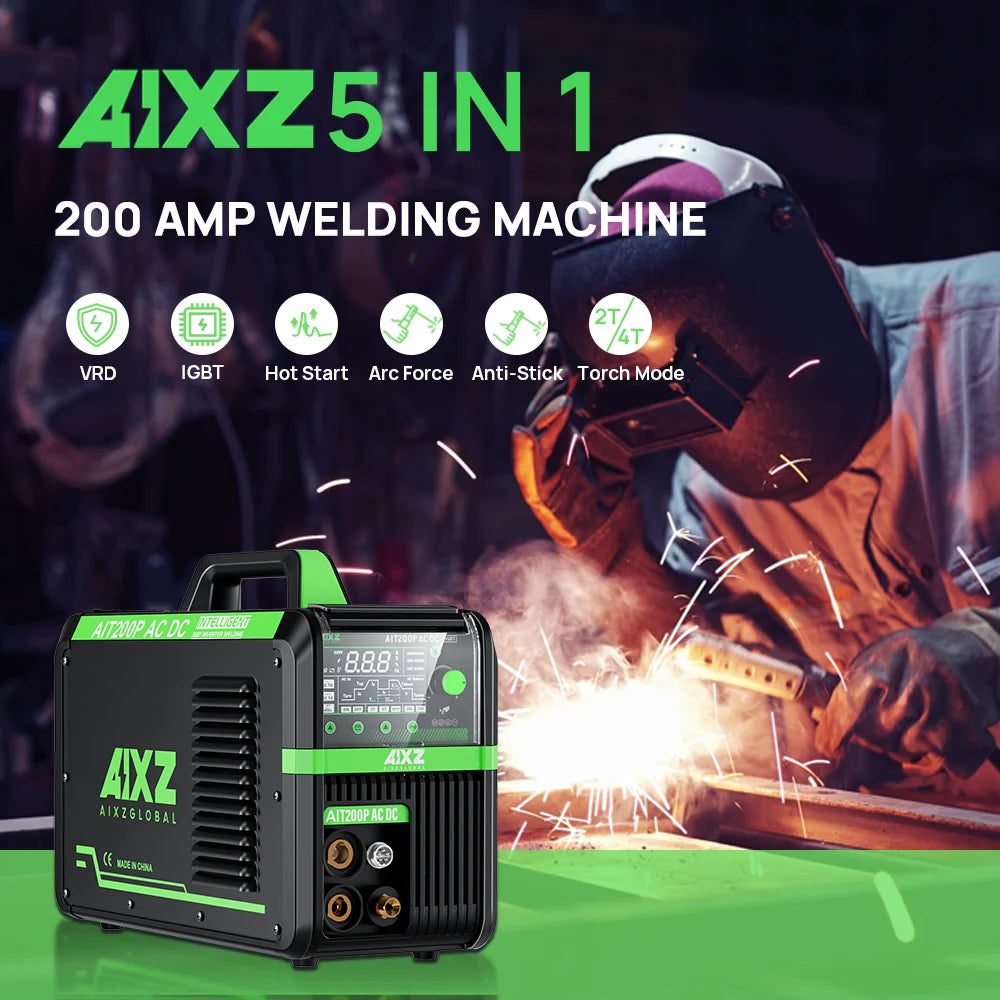 AIXZ HF TIG Welding Machine AIT200P AC DC Welder With Pulse 5 in 1 IGBT Inverter ARC Stick Welder Spot TIG Aluminum Welder