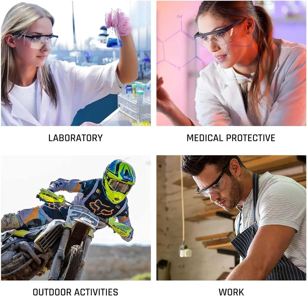 Clear Anti-Fog Safety Goggles, Wide Vision Protective Eyewear, Industrial Approved (4 Pack)