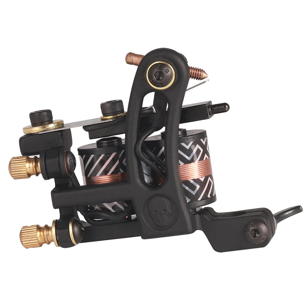Professional Coil Tattoo Machine Gun 10 Wraps Cast Iron Tattoo Coil Machine for Tattoo Liner and Shader Traditional Tattoo Gun