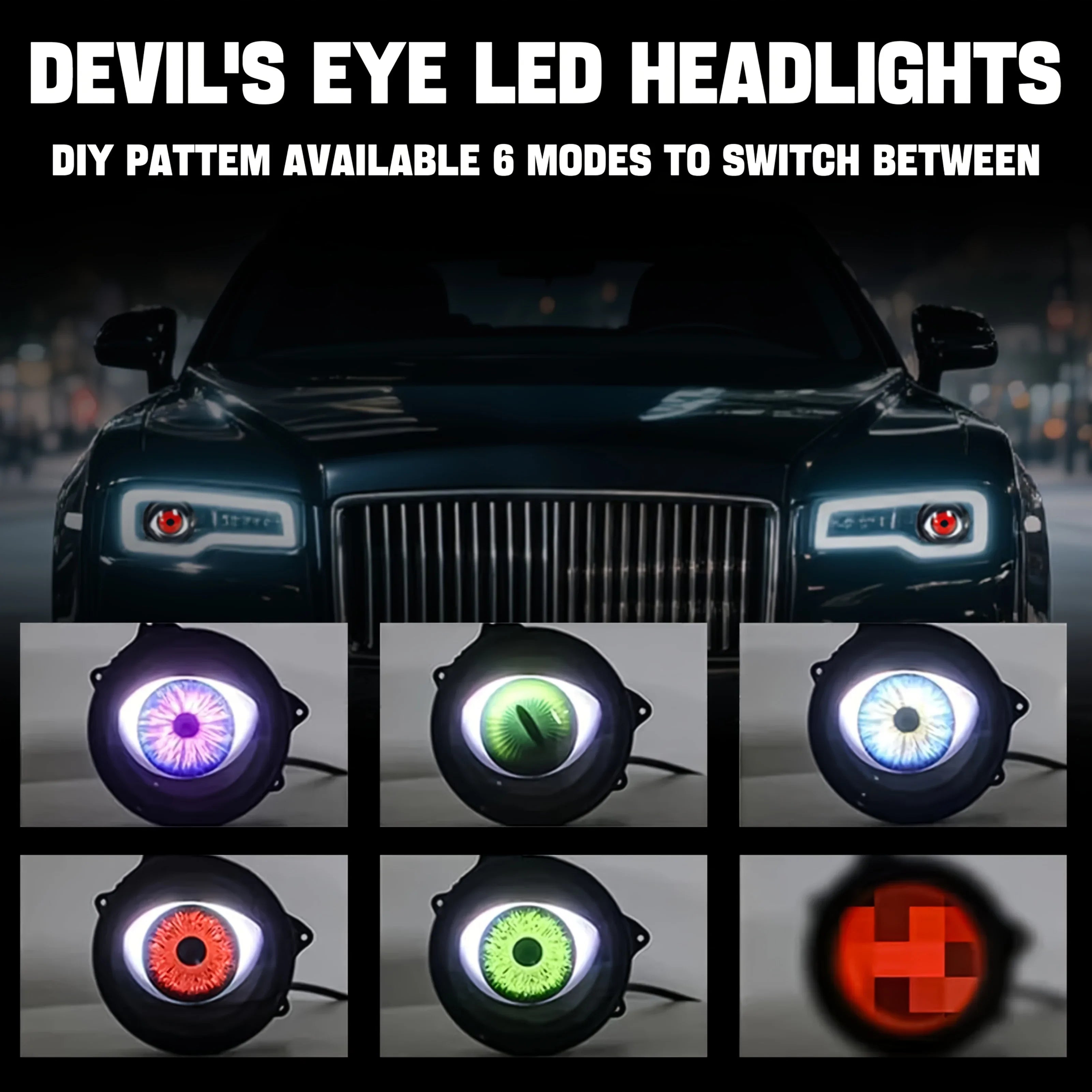 Luces LED Ojo Dinámico Big Eye | 6 Modos | Color Ajustable | Niebla | Universal Auto | 3000K