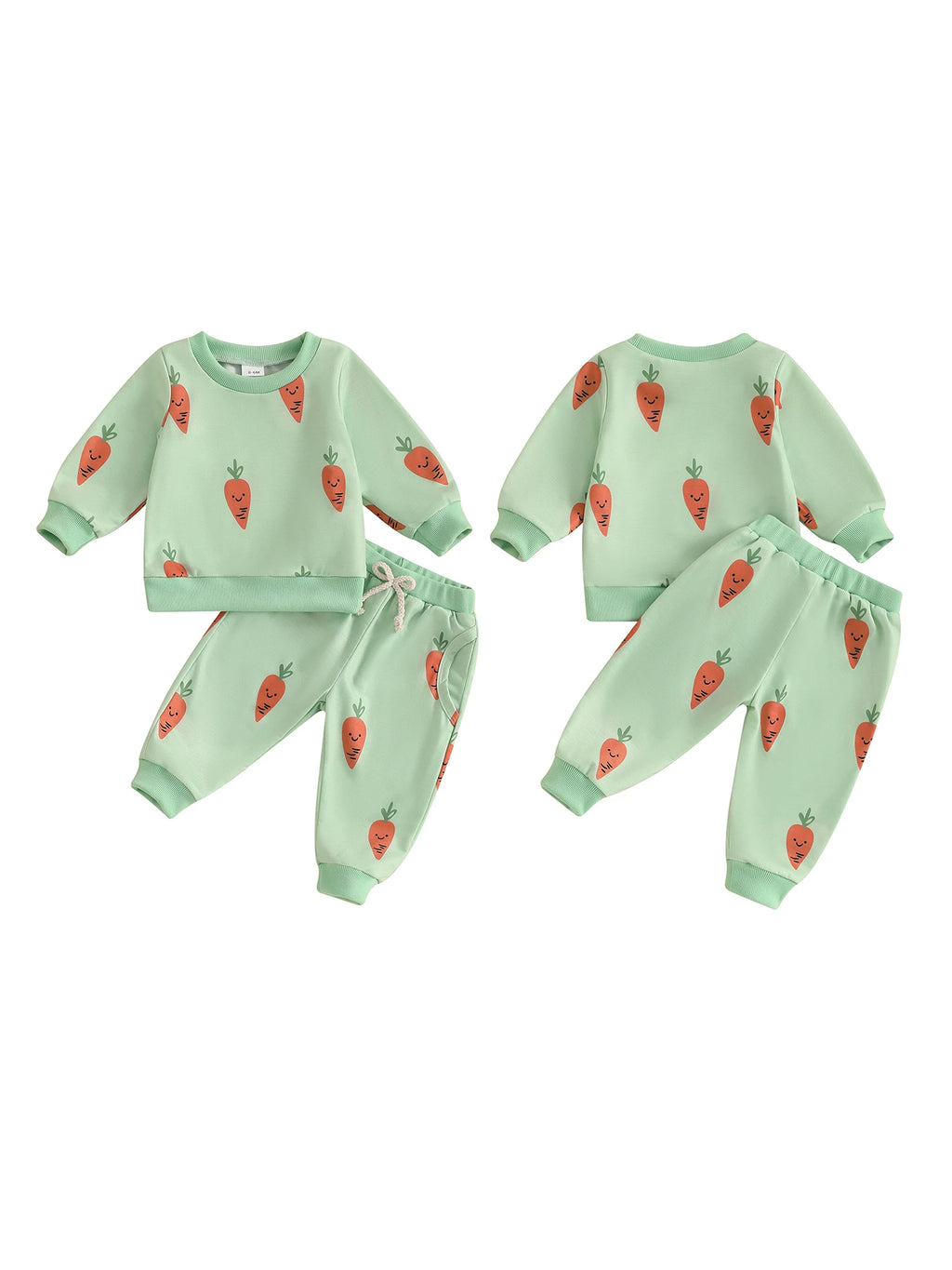 Cute Bunny Print Hooded Sweatshirt with Cozy Jogger Pants 2-Piece Outfit for Toddler Girls and Boys - Firu Total Sales