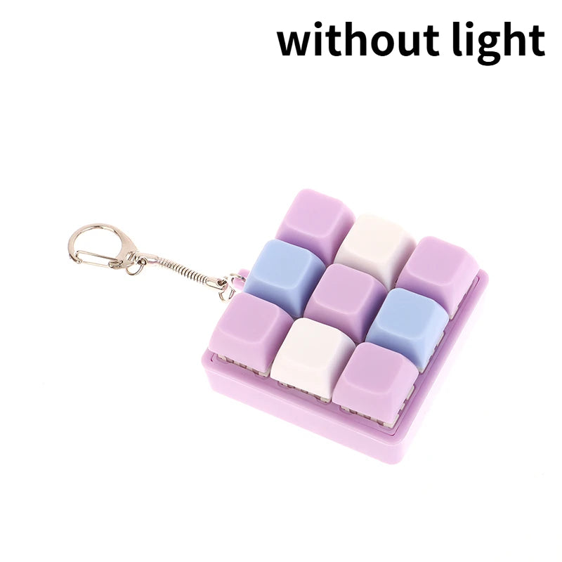 4/9 Keys Mechanical Keyboard Axis Tester LED Keyboard Key Toy Stress Relief DIY Button Keycap Fidget Keychain Toys Gift