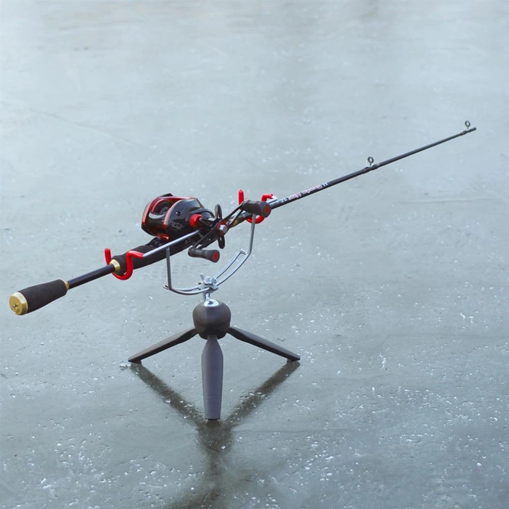 Portable Ice Fishing Rod Holder Adjustable Angle Double-Head Fish Pole Holder Metal Folding Rod Holder for Winter Sea Fishing