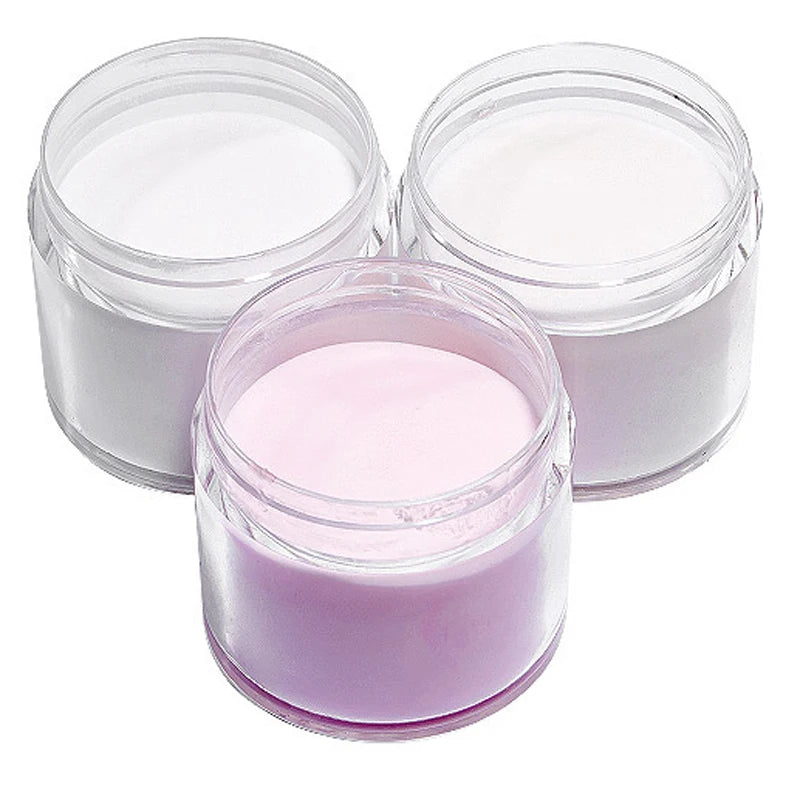 3Colors Acrylic Nail Powder Transparent/Pink/White Carving Crystal Polymer Powder Manicure Nail Polish Professional Accessories#