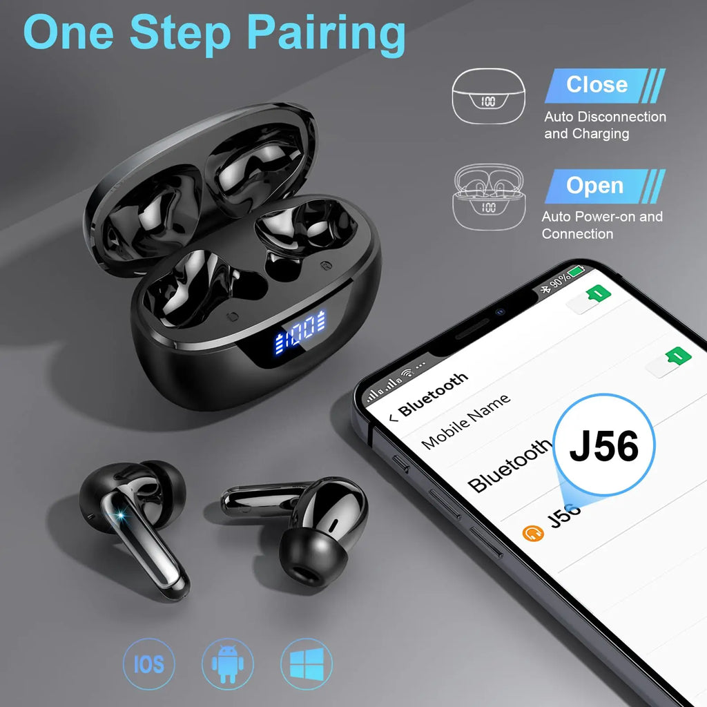 Wireless Earbuds Bluetooth 5.3 | 4 ENC Mic Noise Cancelling | 48H Battery Life