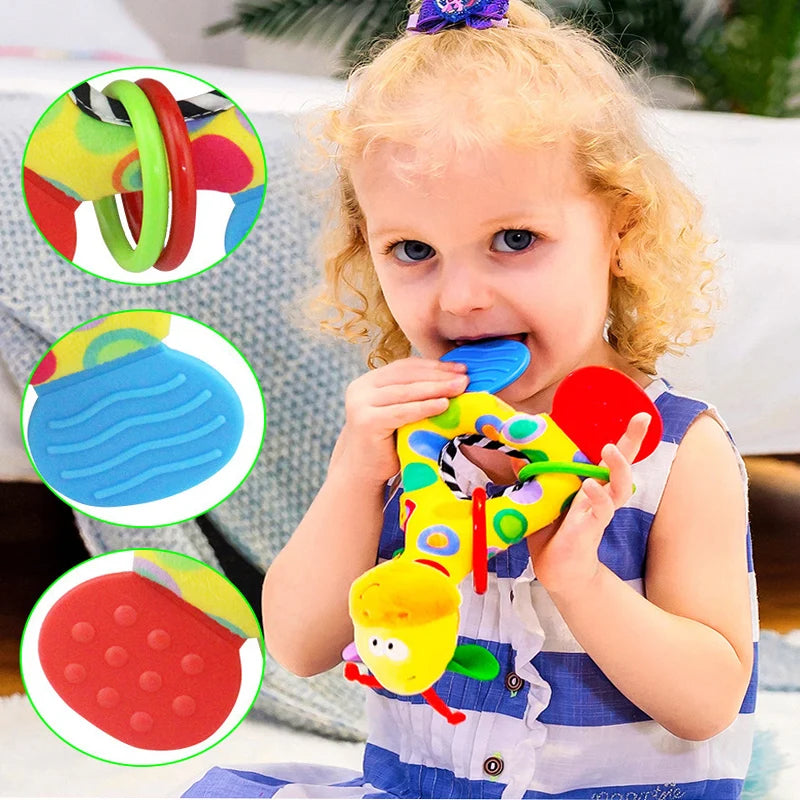 Giraffe Plush Teether Rattle — Soft Stuffed Sensory Toy | Newborn Gift