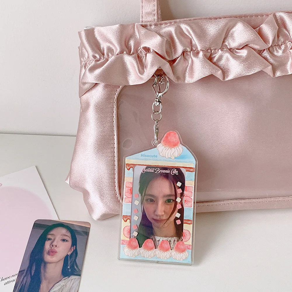 MINKYS Summer Fruit Acrylic 3 inch Kpop Photocard Holder Photo Card Holder Bag Pendant School Stationery