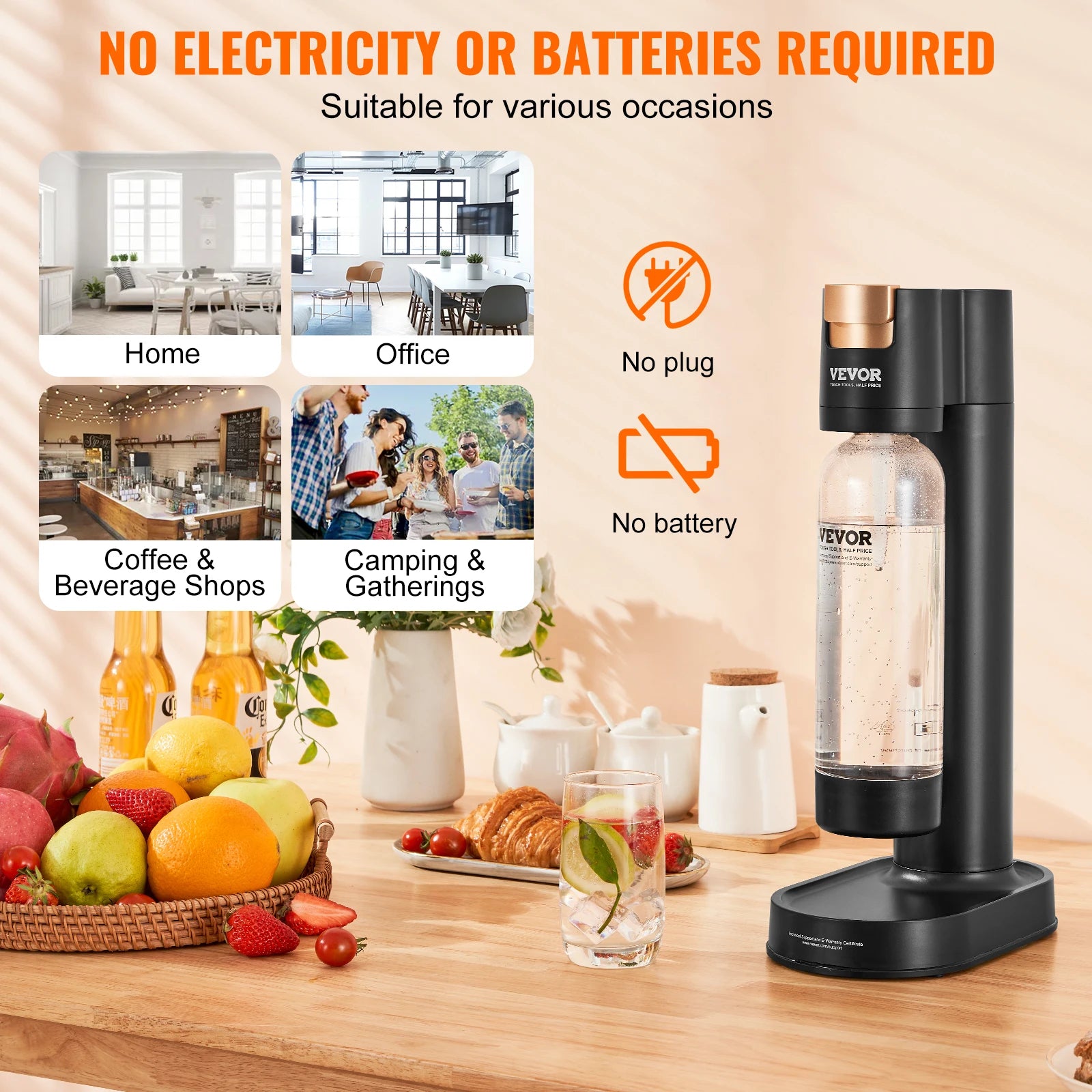 SucceBuy Sparkling Water Maker, Soda Maker Machine for Home Carbonating, Seltzer Water Starter Kit with BPA free 1L PET Bottle