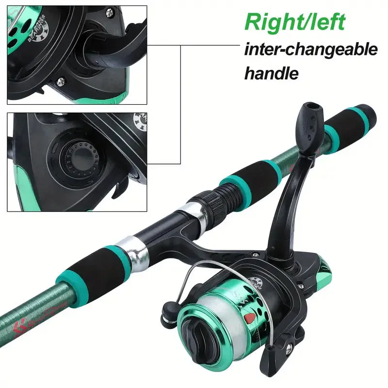 Complete Fishing Starter Kit | Telescopic Rod + Spinning Reel + Lures + Hooks | Ready to Fish