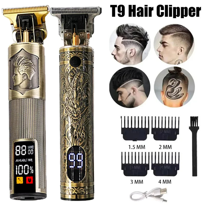 New！T9 Electric Hair Trimmer/Accessories | USB Professional Shaver | 0mm Bald Fade Cutting Machine Portable for Men Home Haircut - Firu Total Sales