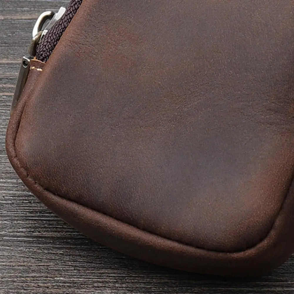 Stylish Retro PU Leather Change Purse Small Zipper Coin Pouch with Carabiner,Mini Keychain Coin Purse Wallet Charm for Women Men