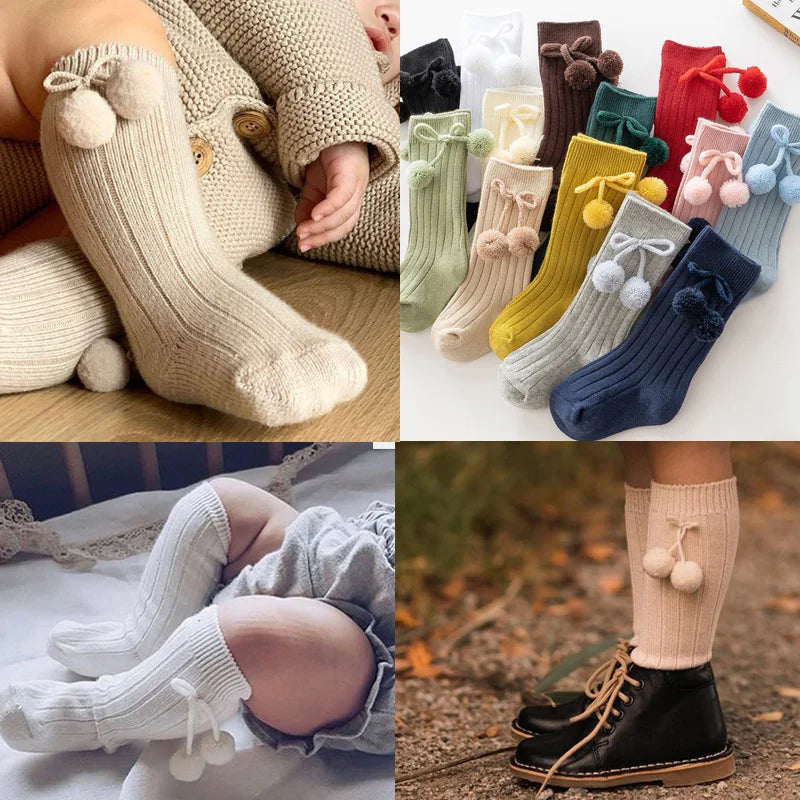 Medias Altas de Cereza para Niñas | Estilo Británico | 0-4 Años