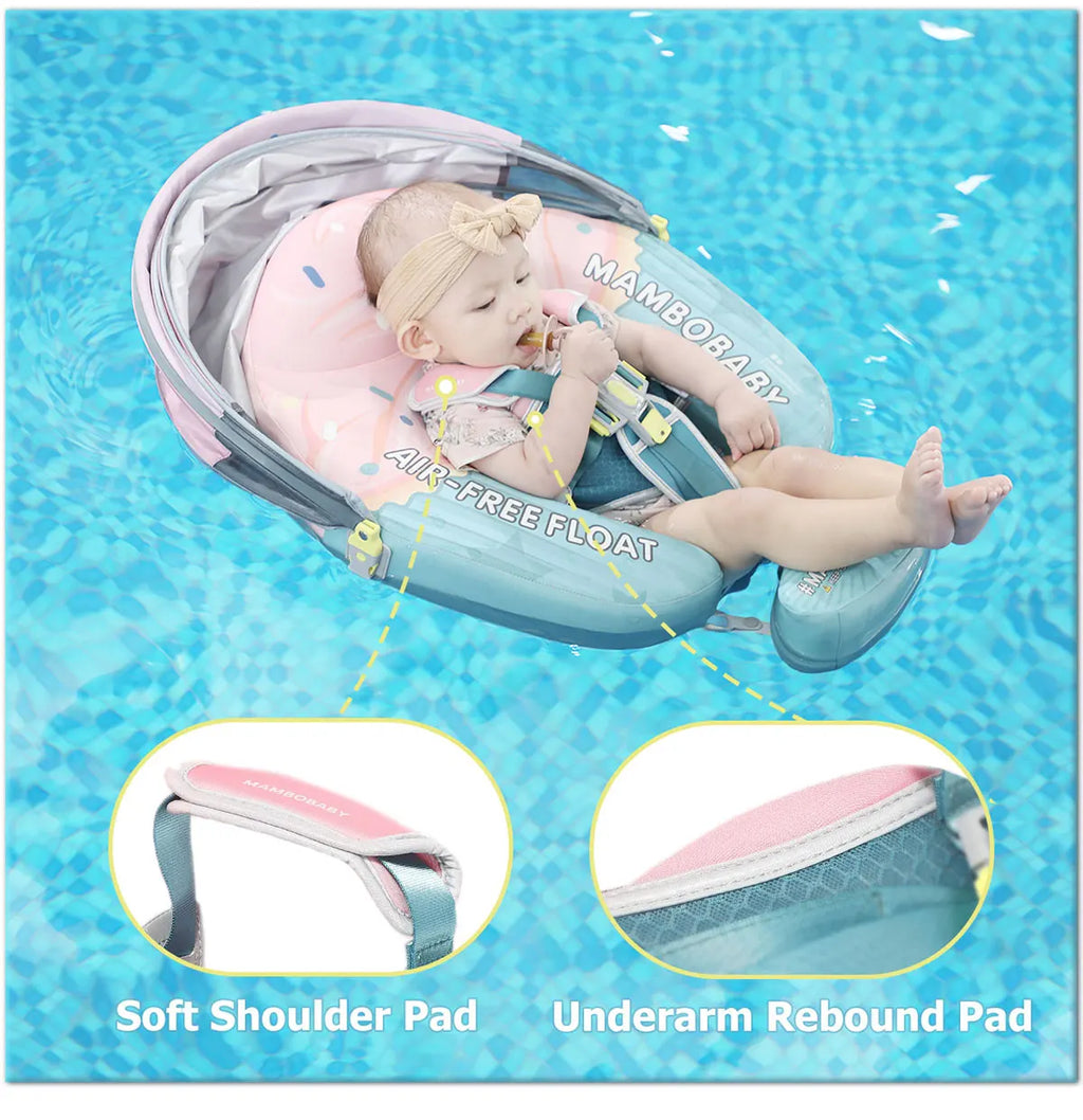 Mambobaby Float No-Slip Safe Harness ST-Cup Cake B503-150-W-Z  Safe Core No Inflation No Leaks Baby Swim Ring Toddler Pool Float