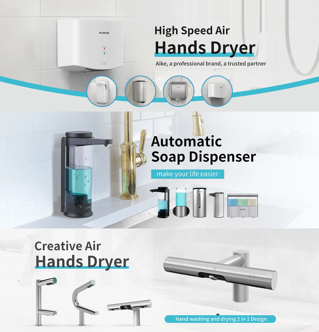 AIKE Automatic Liquid Soap Dispenser AK1205 Wall Mounted Commercial Smart Soap Dispenser For Bathroom Large Capacity 750ML/800ML