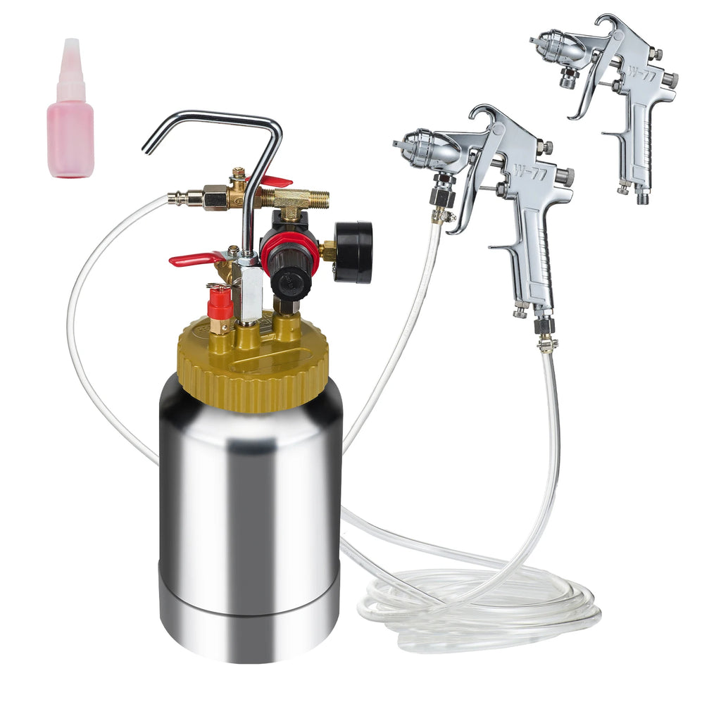 SucceBuy 2L/0.5gal Spray Paint Pressure Pot Tank Lightweight Air Paint Pressure Pot 1.8mm Nozzle Spray Paint Gun 3m Hoses