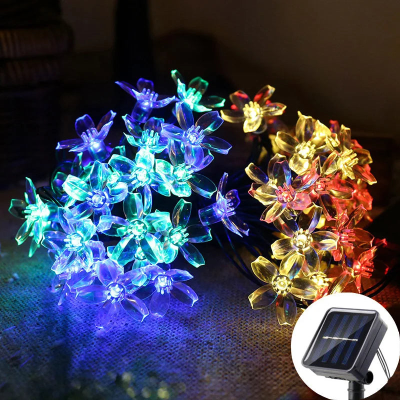 Solar Sakura Fairy String Lights | Cherry Blossom LED | Wedding Garden Christmas Outdoor