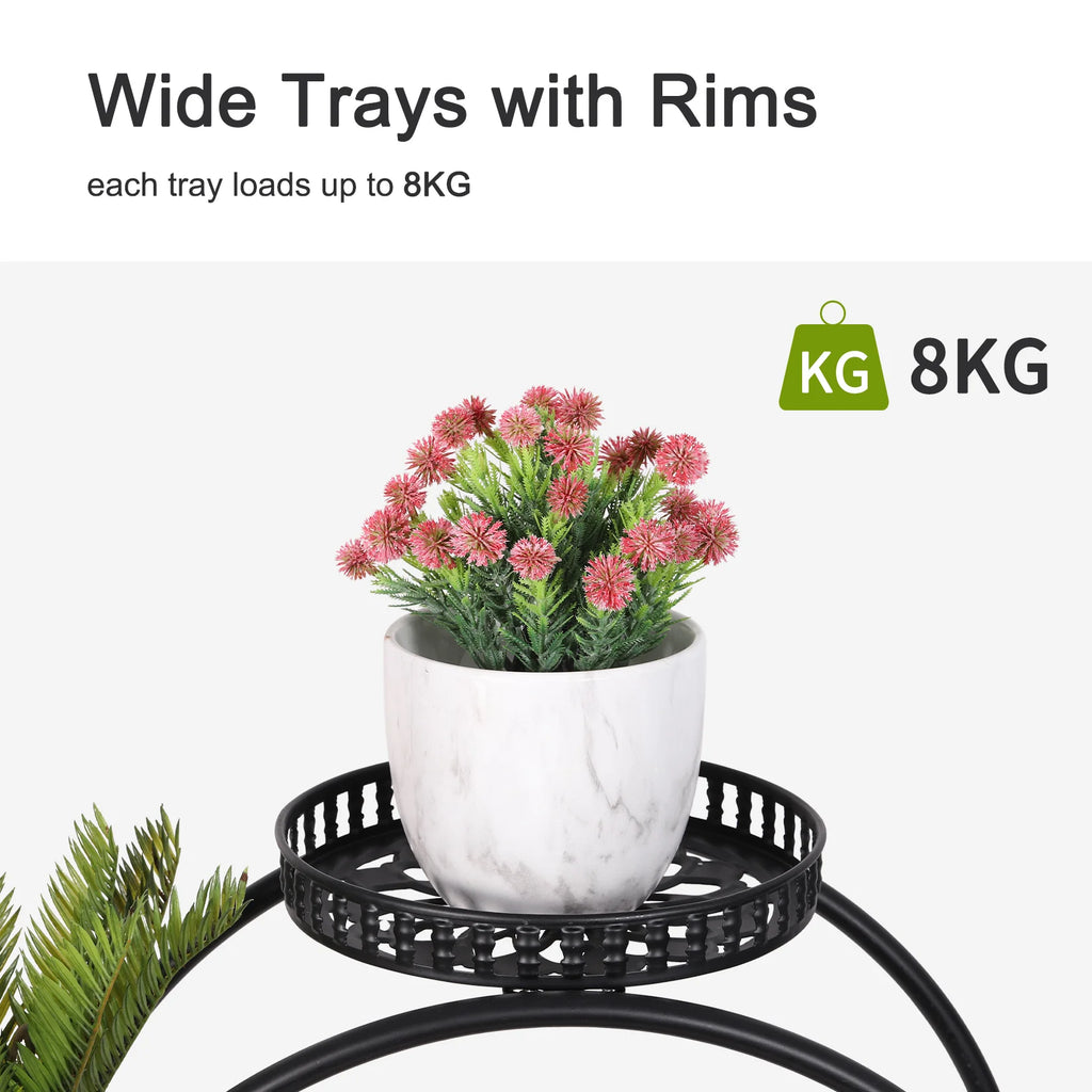 4 Layer 6 Pots Flower Holder Plant Stand Shelf 4-Wheel Free Moving Dispaly Shelf Rack Balcony