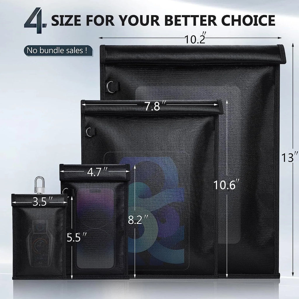 Car Key Signal Blocker Bag Waterproof Fireproof RFID Blocking Pouch Faraday Bag for Car Keys Phone Wallet Anti-Theft Protection