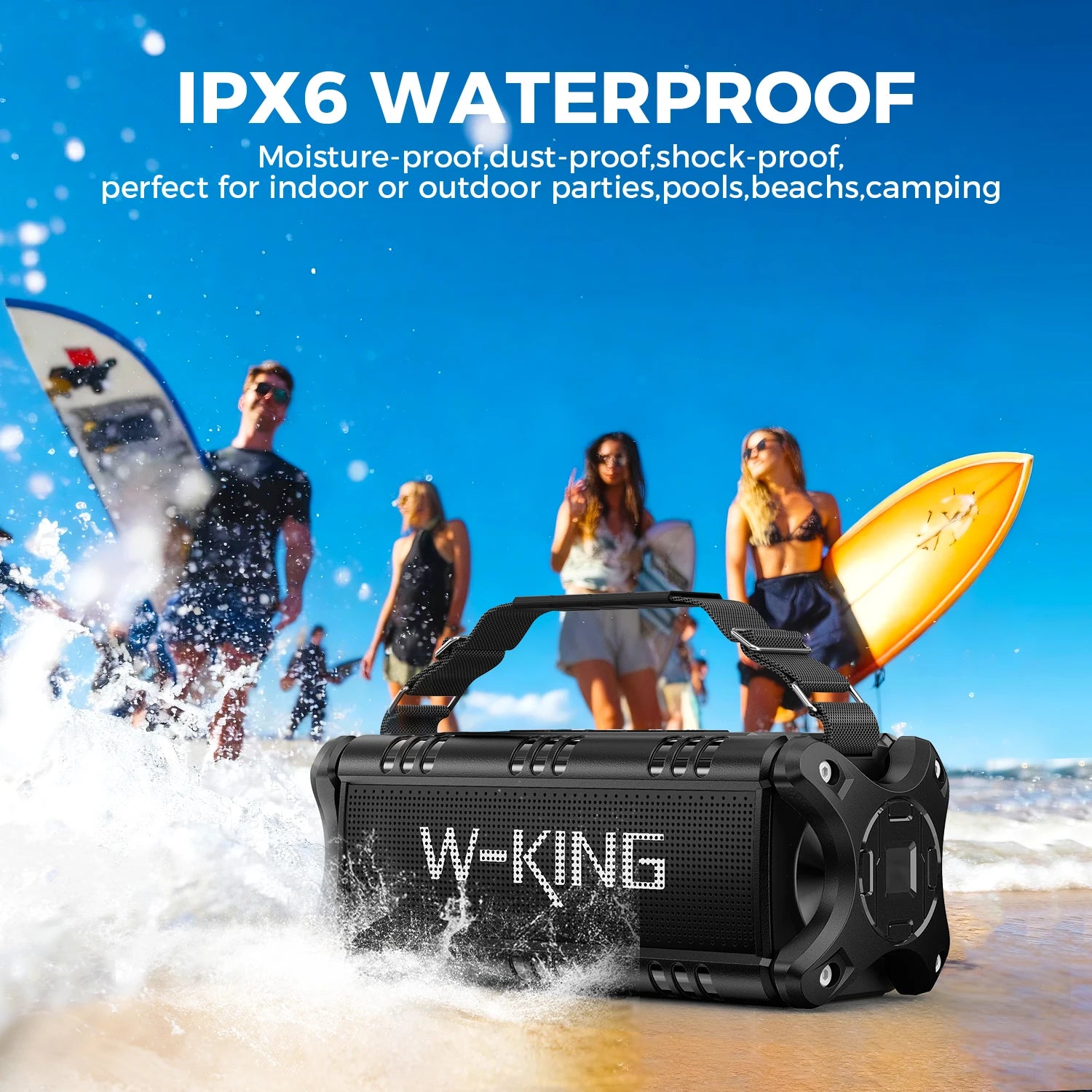 W-KING Bluetooth Speaker, 90W Peak 50W RMS IPX6 Waterproof Loud Speakers Bluetooth Wireless, Large Outdoor Portable Speaker