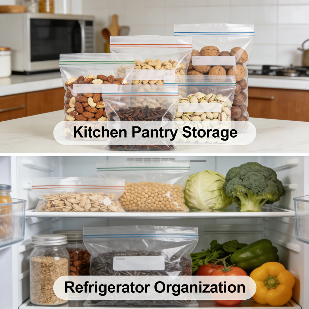 3 Size Reusable Storage Bags Transparent Leak Proof Freezer Bags Airtight Seal for Food Fruit Veggie Storage
