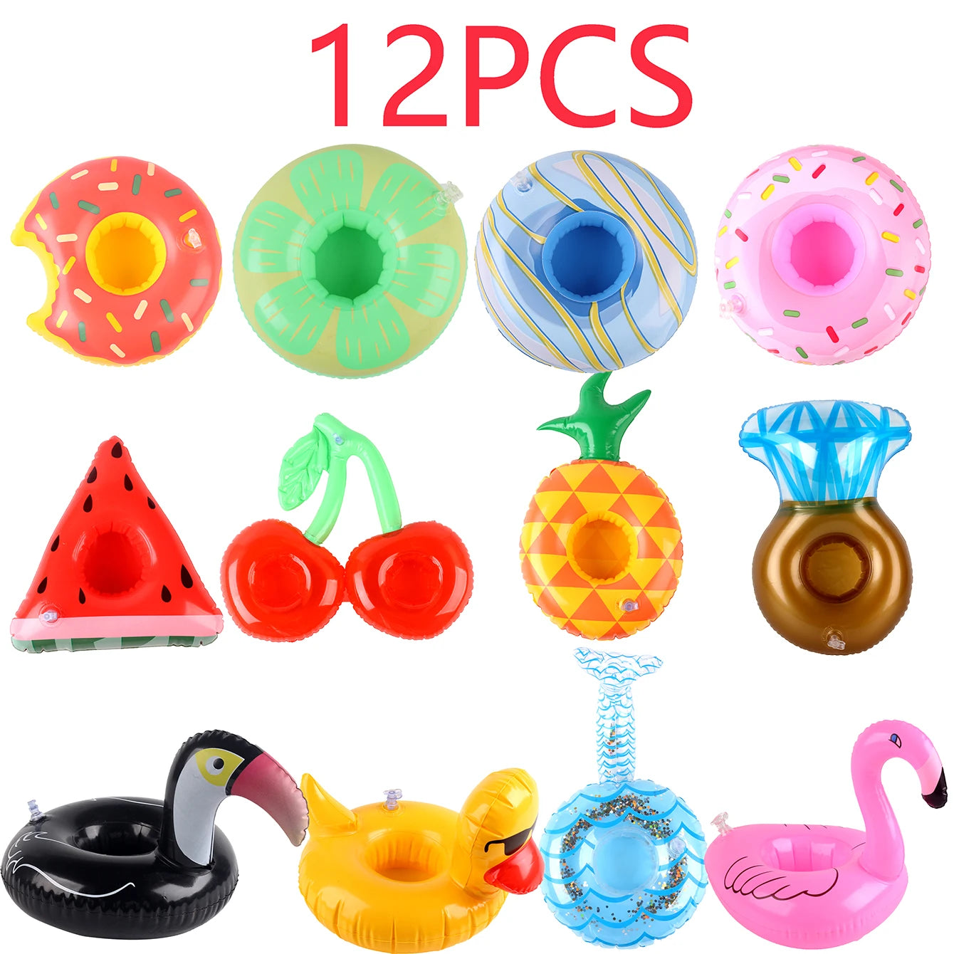 3/6/12PCS Floating Cup Holder Inflatable Swimming Pool Drink Cup Stand Cooler Table Party Supplies for Pool Beach Swimming