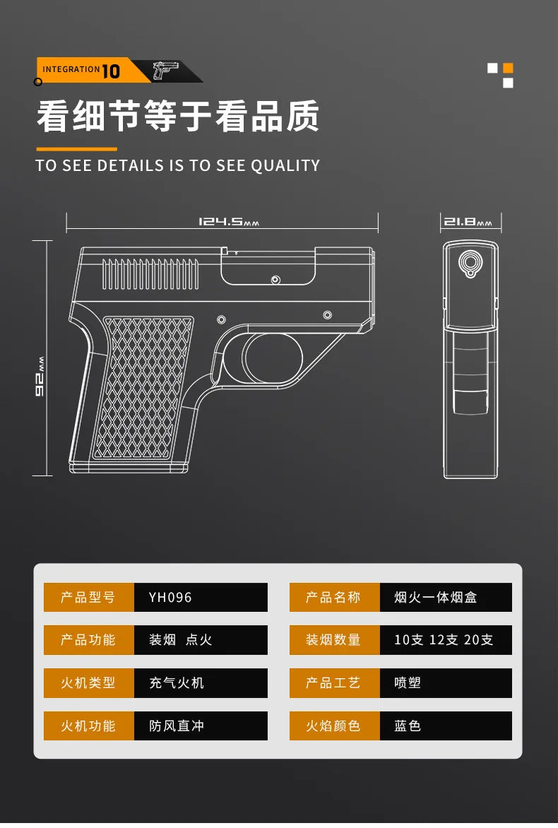 Plastic Clip Gun Type Butane Gas Lighter Three Capacity Cigarette Holder Windproof Jet Blue Flame Lighters Men's Gifts (NO GAS)