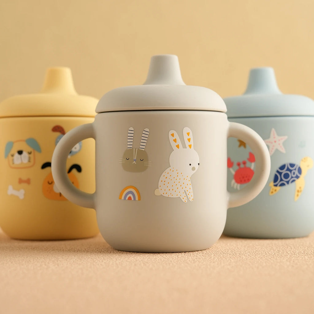 Vaso de Entrenamiento Silicona Cartoon para Bebé | Sin BPA | Con Asa | Lavavajillas 🍼