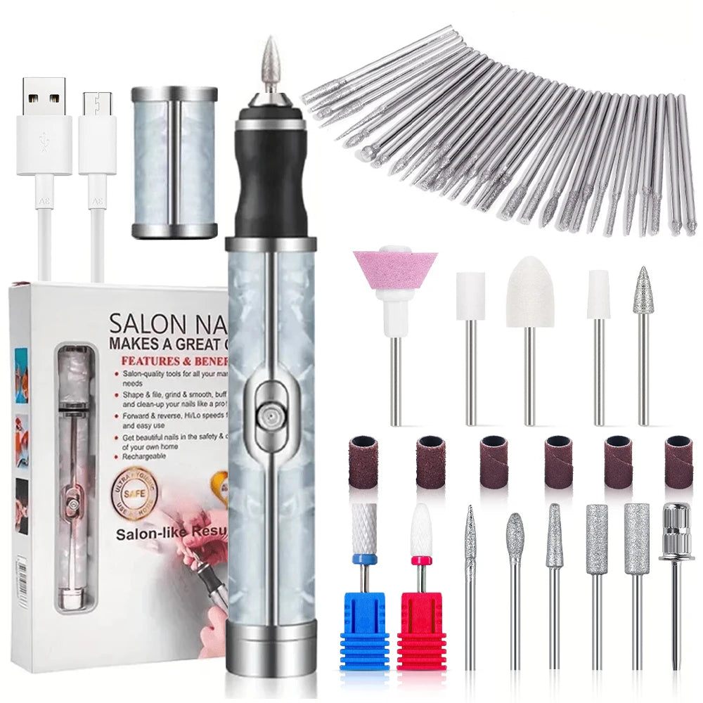 Torno Eléctrico para Uñas Portátil | 4 Velocidades | Kit Manicure y Pedicure Profesional 💅 - Firu Total Sales