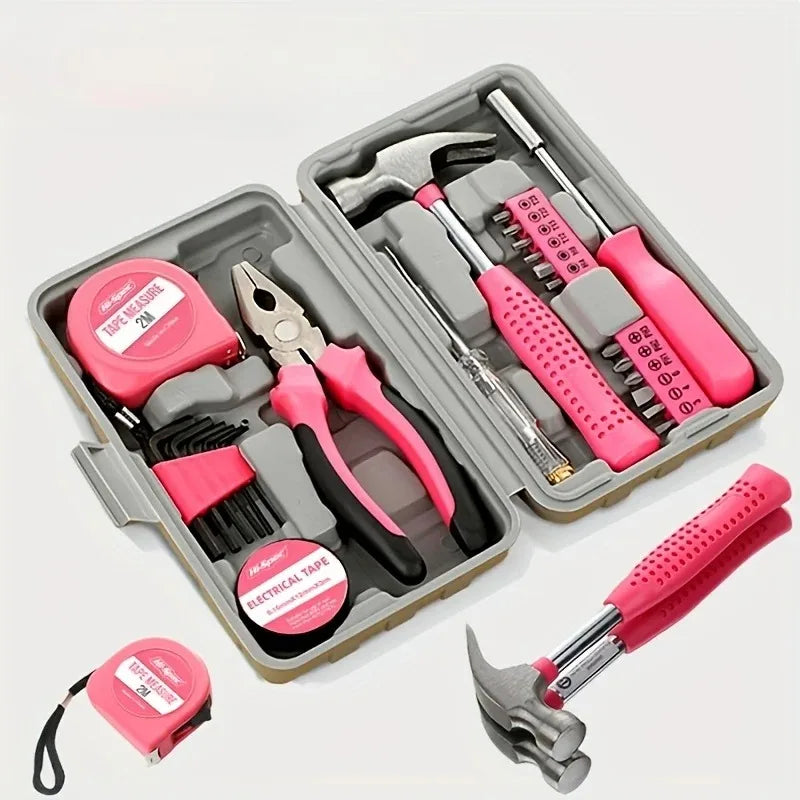 Multi-functional household toolbox, comprehensive set of hardware tools, combination tape measure, manual repair tool kit