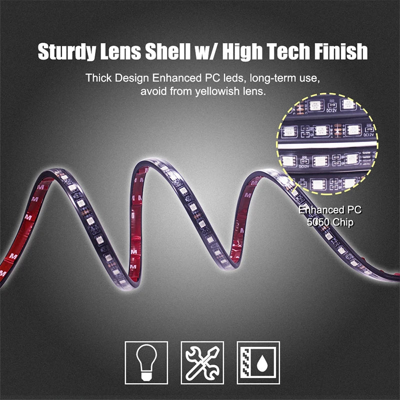 KEVANLY Luces LED RGB Auto 12V | Control por APP | Underglow | Ambiente y Decoración | Silicona | Universal