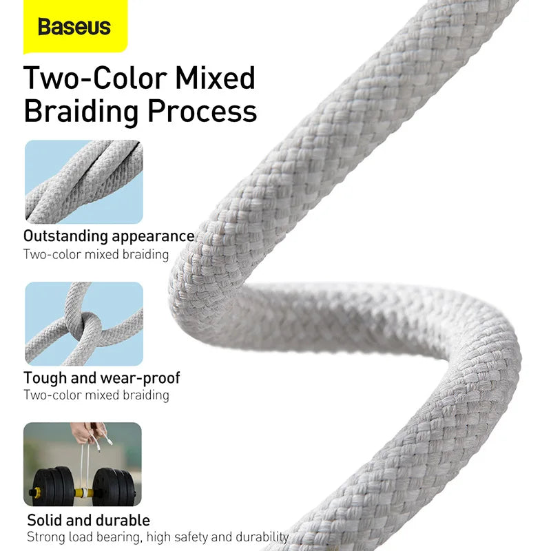 Baseus Cable USB-C 20W PD 3A | Trenzado | 0.5m/1m/2m | iPhone 14/13/12/11 Pro Max, iPad y MacBook