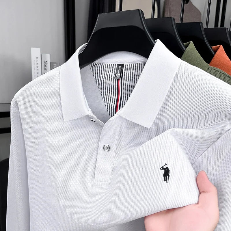 Polo Manga Larga 100% Algodón con Bordado de Pony | Casual Business Hombre 👔