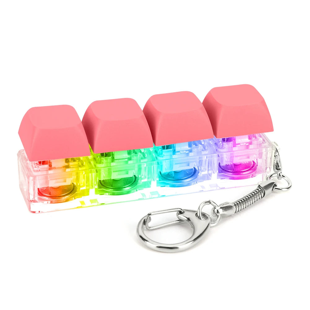 4 Keys Button Keycap Fidget Keychain Keyboard Key Toy Keyboard Clicker Toy Keyboard Cube Toy for Adult Gifts To Relief Pass Time