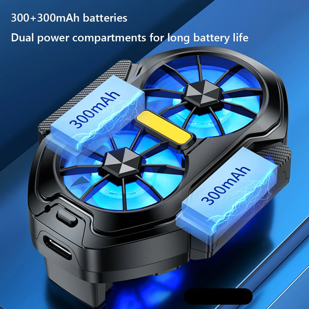 alloet Enfriador Teléfono Doble Ventilador | USB-C | Luz Azul | Android y iPhone | Enchufable y Recargable