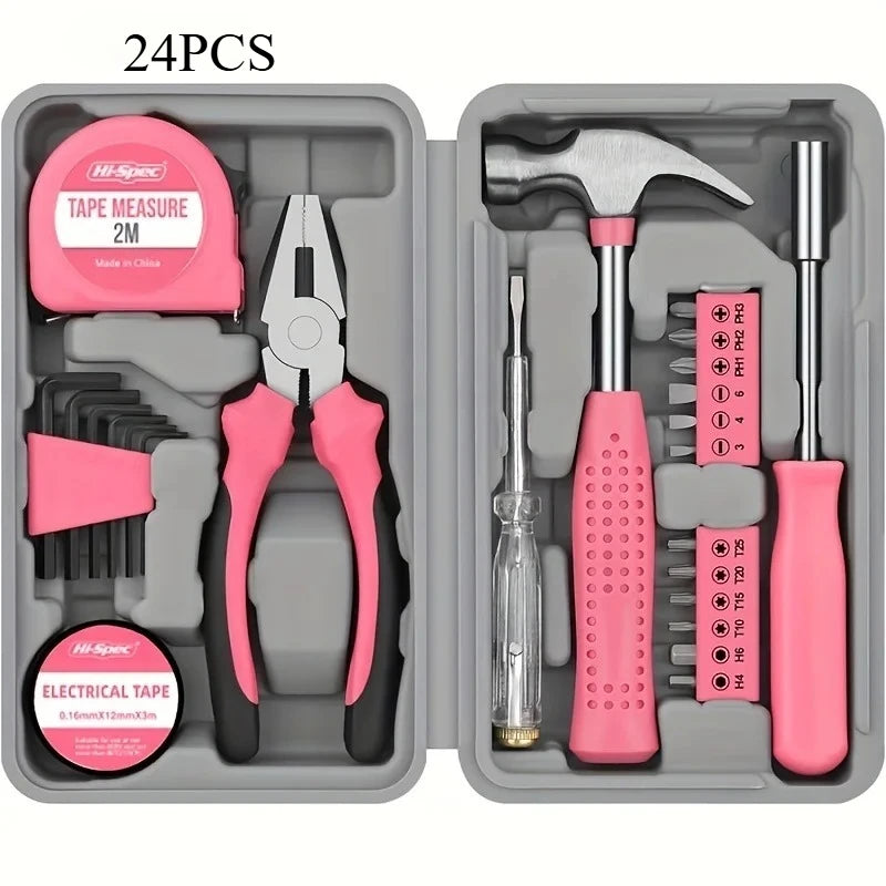 Multi-functional household toolbox, comprehensive set of hardware tools, combination tape measure, manual repair tool kit