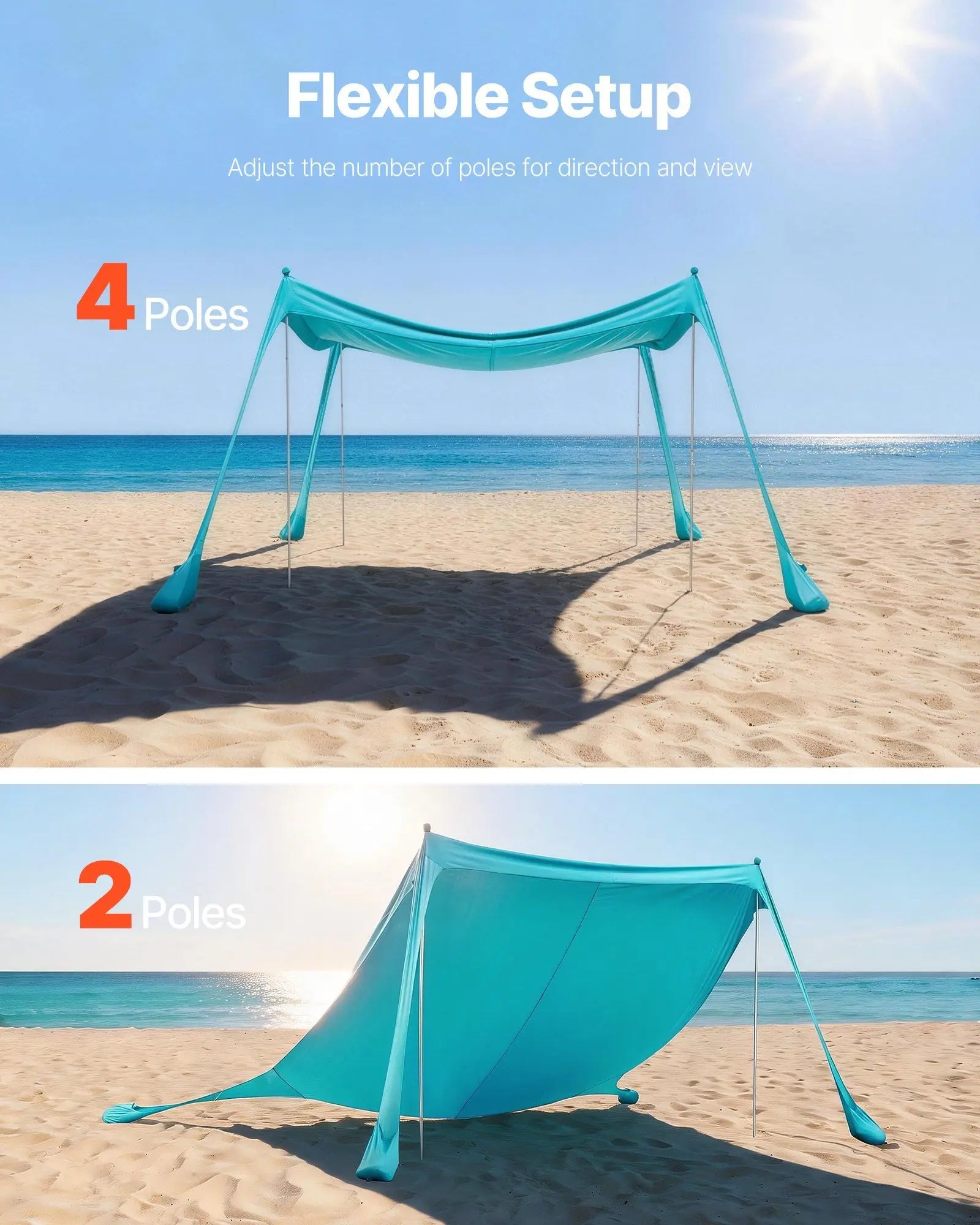 Carpa de Playa Pop-Up UPF50+ Protección Solar 10x10 ft - Toldo con Bolsas de Arena