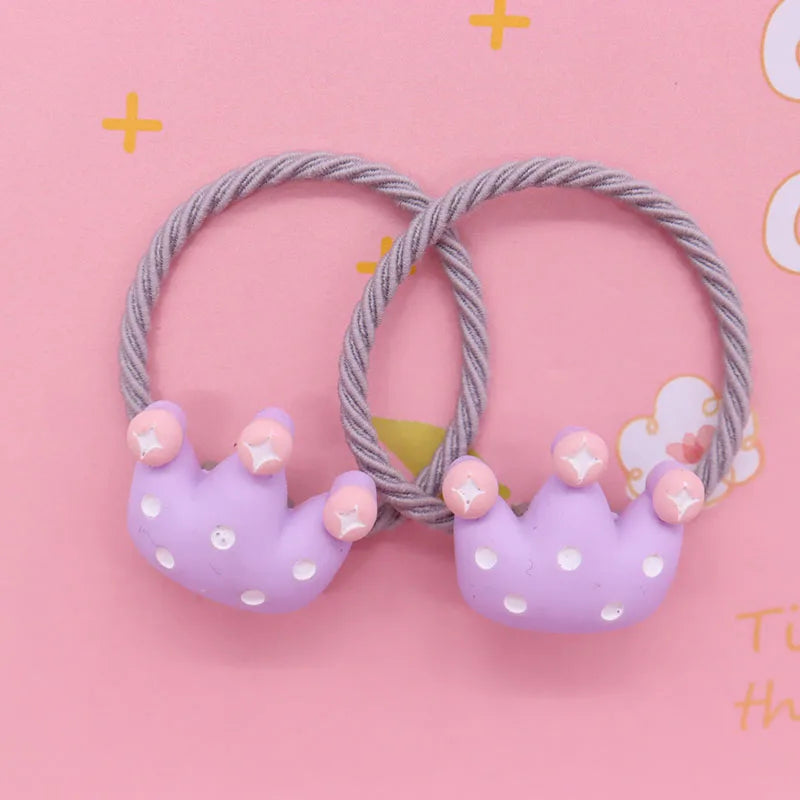 2Pcs/Set Halloween Gift Resin Strawberry Hair Accessories Colorful Hair Ties Children's Rubber Bands Kid Headband Scrunchies