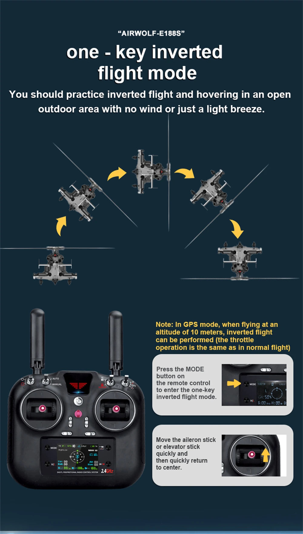 Helicóptero RC Eachine E188S AirWolf GPS | Motor Brushless | 9 Canales | RTF 🚁 - Firu Total Sales