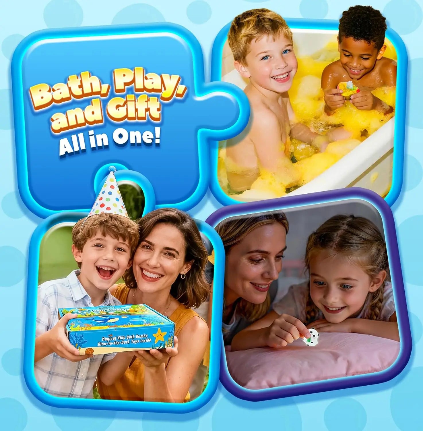 Kids Bath Bombs with Surprise Toys, 20-Pack Glow-in-the-Dark Fizzy Balls for Fun Christmas Gifts