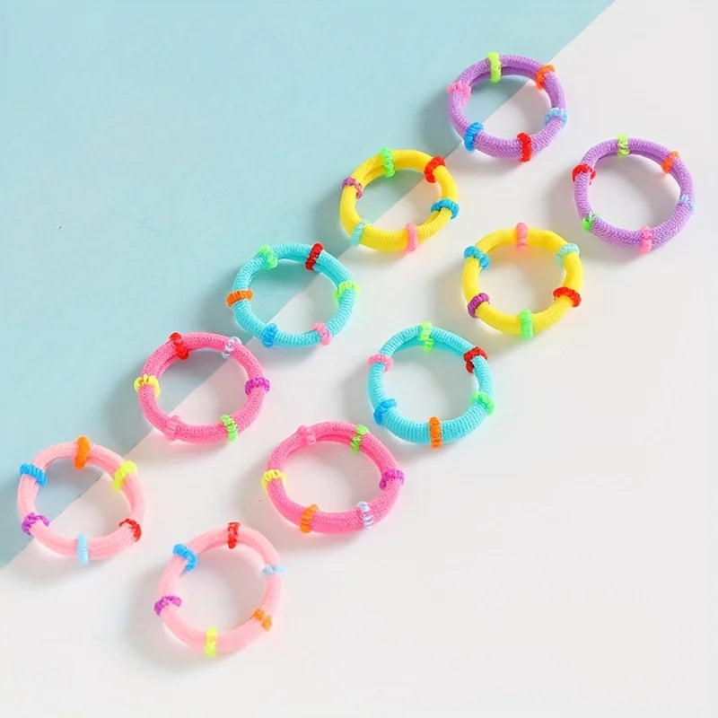 50 Pieces of Colorful Elastic Headband Set Bamboo Style Children's Hair Rope Simple Style Ponytail Suitable For Women And Girls