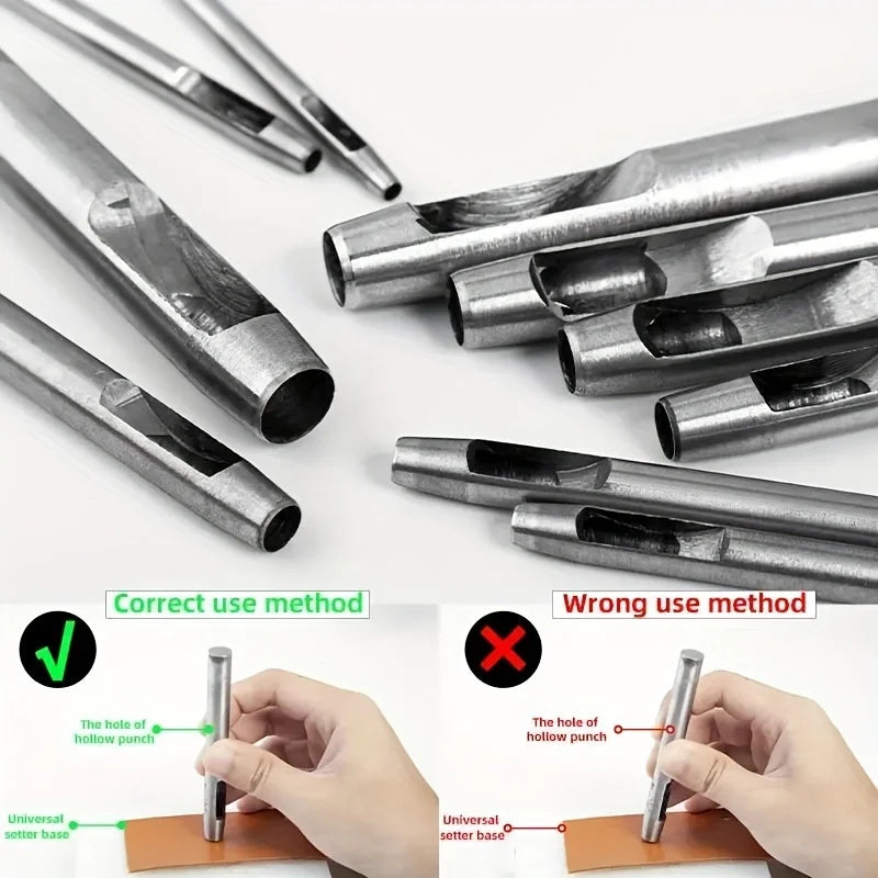 10-Piece Set Carbon Steel Faux Leather Punch Kit - round Cutter for Watch Straps Belts And Paper Art with Smooth Edge Design